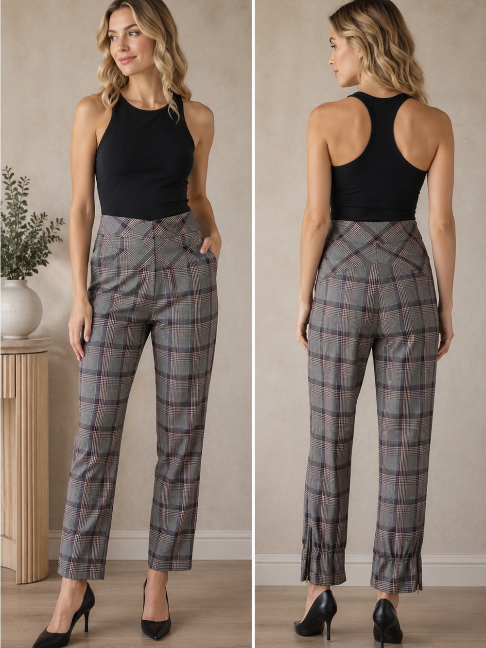 Snider Franz Wool-Blend Trouser Houndstooth Pants‎ Size 4 MSRP $425